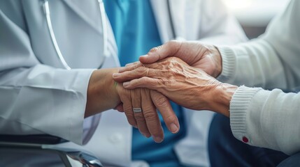 Obraz premium Compassionate Connection Doctor Providing Comfort and Support to Elderly Patient in Healthcare Setting