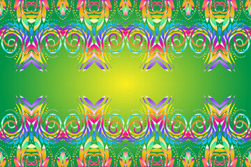 Aesthetic seamless colourful flowers and leaf line art pattern batik of indonesian traditional dayak 