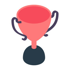 pink crown women influence trophy isometric concept, title of her cup with black base vector icon design, token of recognition symbol, Expression of gratitude sign, distinctive insignia illustration