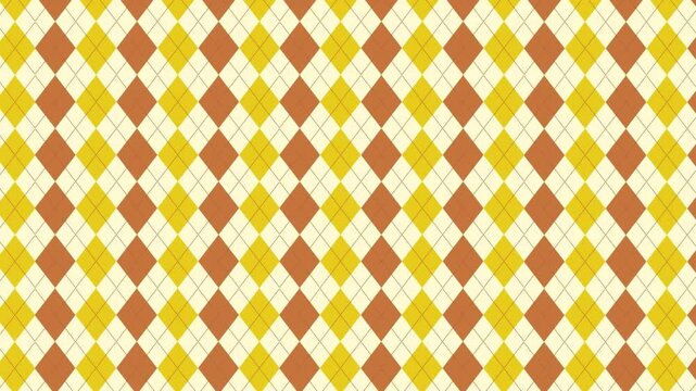 イエローとブラウンのアーガイルチェック柄の秋の雰囲気の背景動画