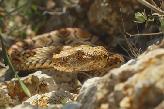 Closeup head of the Russell's viper (Daboia russelii) which is one of dangerous snake in the world.