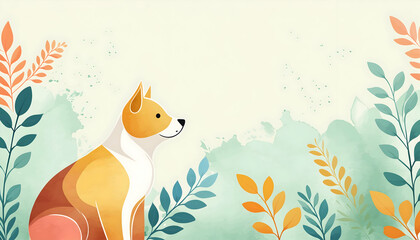 Fototapeta premium Abstract Watercolor vintage cute pet on digital art concept, Generative AI.