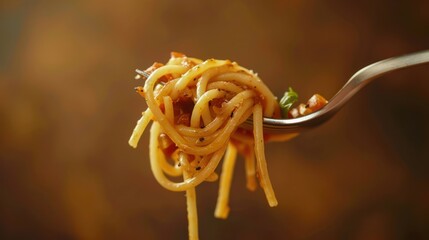 Forkful of Spaghetti with Tomato Sauce