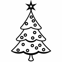 Fototapeta premium Christmas tree icon, Silhouettes of christmas trees with stars
