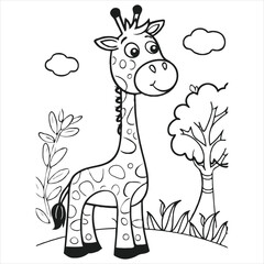 vector animal coloring book illustration