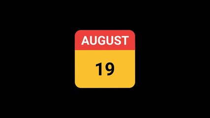 19 August calendar icon Animation