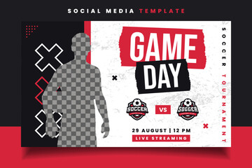 Soccer Game Day Banner Flyer Social Media Template for Sports Tournament