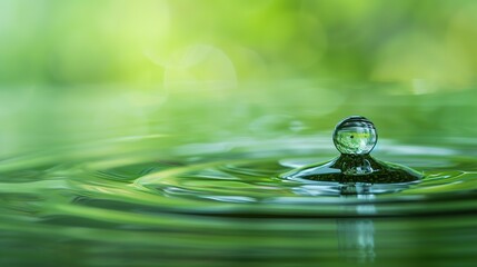 Water Droplet on Green Surface