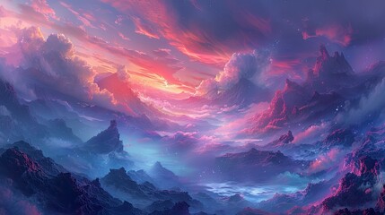 Digital artwork created by AI algorithms, featuring surreal landscapes and dreamlike compositions