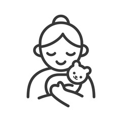 babysitter minimalist line art icon logo symbol black color only