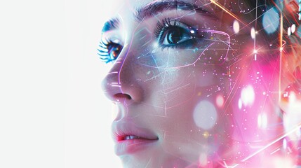 Fototapeta premium portrait of a person with a veil, Portrait of a AI woman with white background 