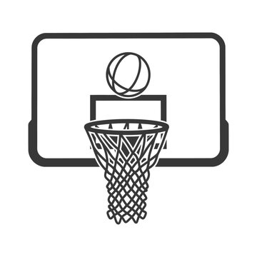 recommend clip art: basketball ring minimalist line art icon logo symbol black color only