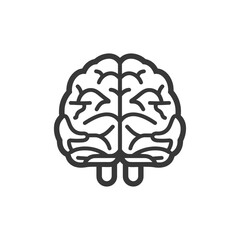 Brain minimalist line art icon logo symbol black color only
