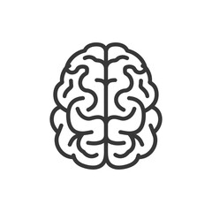 Brain minimalist line art icon logo symbol black color only