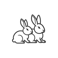 Fototapeta premium Bunnies minimalist line art icon logo symbol black color only