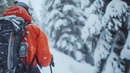 Skier in a Snowy Forest