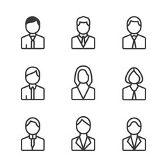 business people minimalist line art icon logo symbol black color only