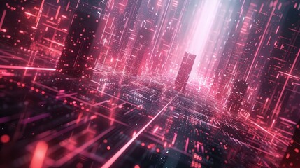 Abstract geometric shapes and patterns generated by AI algorithms, resembling futuristic cityscapes