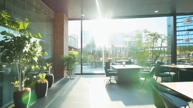 inside a contemporary cafe