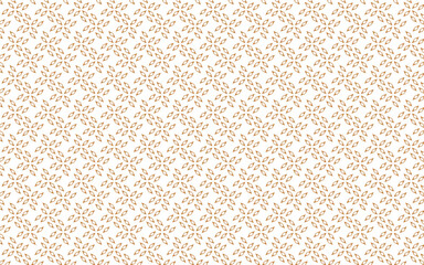 Golden vector seamless pattern with small diamond shapes, floral silhouettes. Simple texture.	
