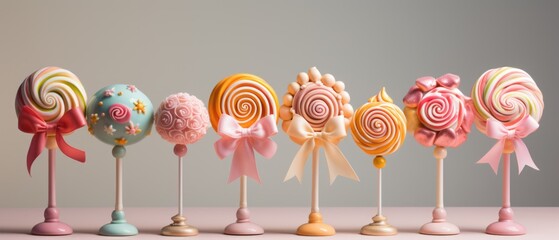 Sweet Pastel-Colored Toffee and Lollipops - Irresistible Treats for Kid's Gifts © Thanawat_Suesoypan