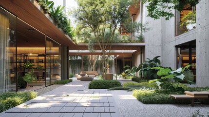Urban residential complex with open courtyards