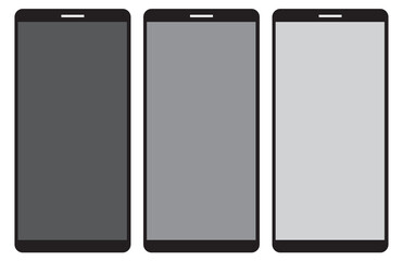 Realistic mobile phones mockup with blank screen isolated on white background.