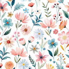 Vibrant Floral Watercolor Seamless Pattern