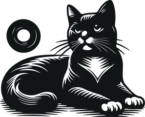 Cute black cat vector image