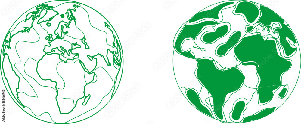 Poster The world in one line. Simple modern minimalism in continuity with the earth.