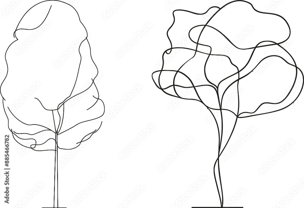 Aufkleber A modern illustration of an abstract tree in a continuous line art style. The sketch is black on a white background.