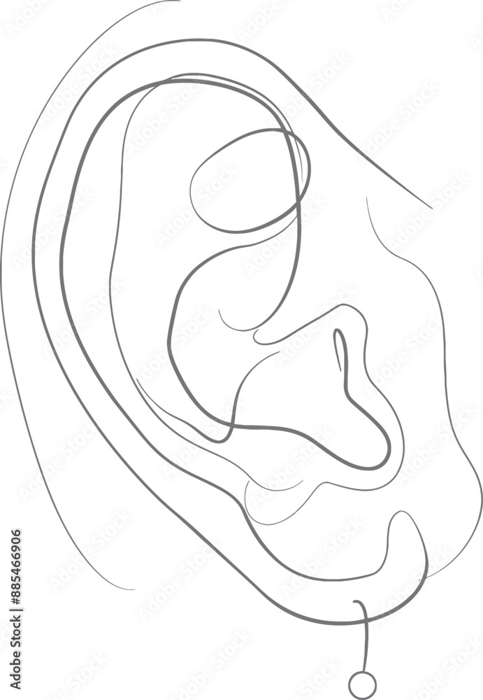 Poster continuity line drawing of an ear. world deaf day simple hand drawing banner. part of a modern stock
