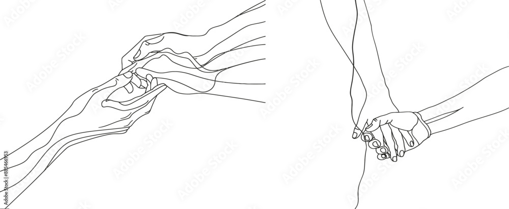 Poster three hands are holding each other. the power of harmony, union and friendship is expressed through 