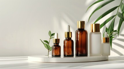 Cosmetics Bottles for Skincare Beauty on White Background Spa Treatment Concept