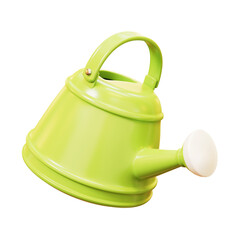 Green Watering Can holding in hand, Cute cartoon 3D tool and equipment of gardening, farming, agriculture © bluso