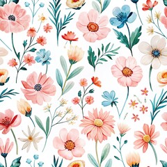 Vibrant Floral Watercolor Seamless Pattern
