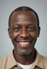 Obraz premium Portrait view of a regular happy smiling C?te d Ivoire old man, ultra realistic, candid, social media, avatar image, plain solid background