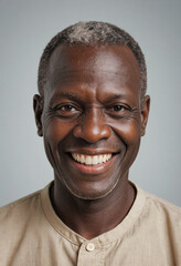 Obraz premium Portrait view of a regular happy smiling C?te d Ivoire old man, ultra realistic, candid, social media, avatar image, plain solid background