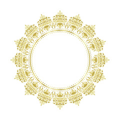 Classical Round Ornament Decorative Damask frame, Elegant Gold vector element for design in Eastern style, place for text, Floral golden border, Lace illustration for invitations and greeting cards