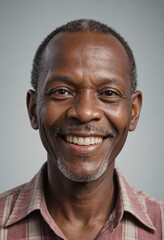 Obraz premium Portrait view of a regular happy smiling Eswatini old man, ultra realistic, candid, social media, avatar image, plain solid background