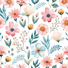 Vibrant Floral Watercolor Seamless Pattern