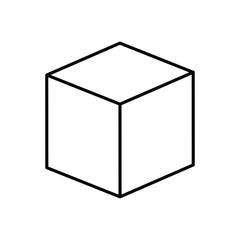3d cube line icon with white background vector stock illustration