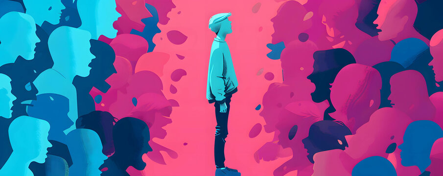 Illustration of the emotional impact of bullying and hate speech, fear and stress from environmental and social pressures