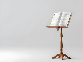 Wooden Music Stand on Plain White Background