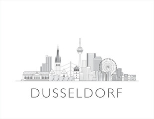 Obraz premium Dusseldorf cityscape line art style vector illustration