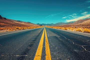 a road with a mountain in the background