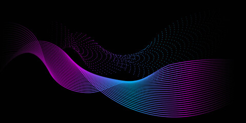 Abstract flowing lines wave. Digital future technology concept.