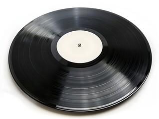 Obraz premium Isolated black vinyl record on plain white background