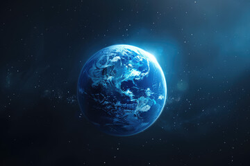 a planet with a blue sky and the earth in the background