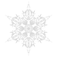 White glowing transparent snowflake, isolated icon. Merry Christmas and Happy New Year. Simple neon light. Shining winter, xmas lamp. Fluorescent, luminescent illumination. Png